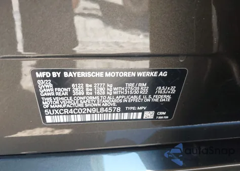 2022 BMW X5 Sdrive40I z USA, uszkodzony, nr VIN 5UXCR4C02N9L84578